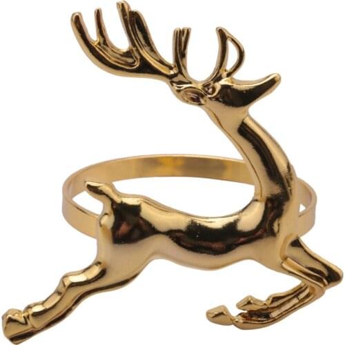 12Pcs Christmas Elk Deer Napkin Rings Gold Alloy Napkin Buckle Napkin Ring Holder Hotel Restaurant Wedding Party Dinner Table De