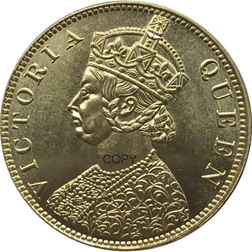 1870 British India Ten Rupees 1 Mohur Victoria Metal Brass Gold Coin China Carved Replica Souvenir Collectibles Coins