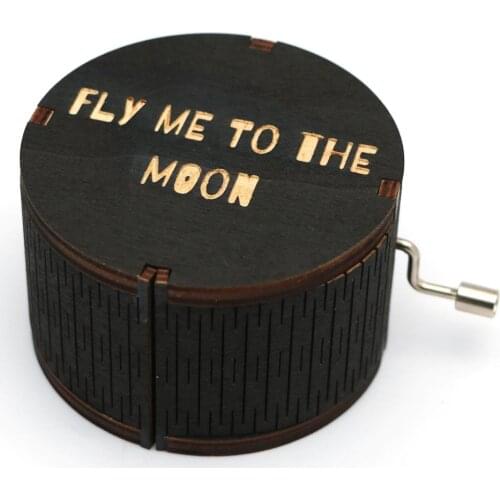 Antique Carved Gift Box Wooden Cylindrical Hand-Cranked Music Box Birthday Gift Christmas Gift New Year Gift