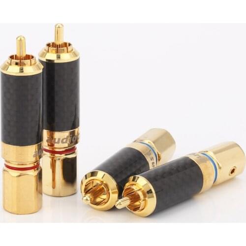 Audiocrast 24K Gold Plated RCA Solder Connector HIFI RCA Plug DIY Analogue Cable