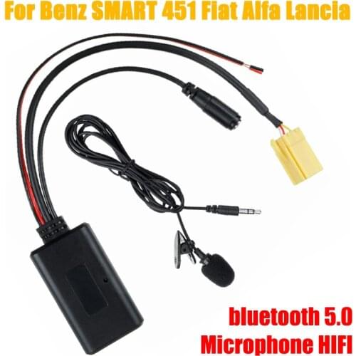 Car Audio bluetooth Cable Adapter W/ HIFI Microphone MIC AUX IN Music For Fiat For Alfa For Lancia For Benz SMART 451