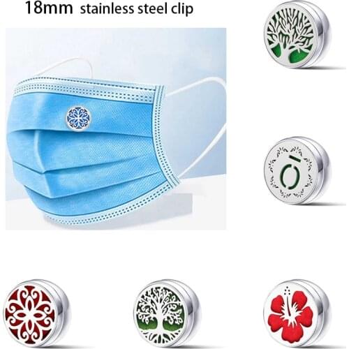 18mm Flower Tree of Life New Essential Oil Diffuser Brooch Aromatherapy Locket Screw Stainless Steel Magnetic Buckle Face Clip