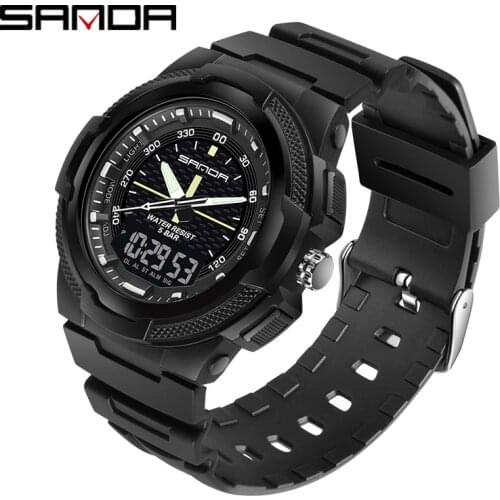 SANDA 2020 Luxury reloj hombre Sports Watches Countdown Mens LED Digital Watch Man Military High Quality Quartz Wrist Clock