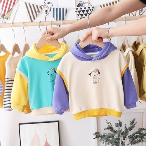Children Hooded Versatile Long Sleeve Childrenswear 2020 New Style T-shirt BOYS Mixed Colors Cartoon Casual Piece Hoodie Wholes