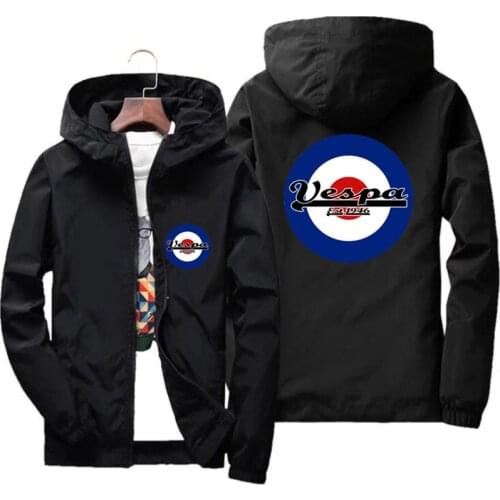 Mens Bomber Jacket Team Vespa MOD Target Motorcycle Windbreaker Zipper Coat Plus Size Sun-Protective Jacket Casual Sportswear
