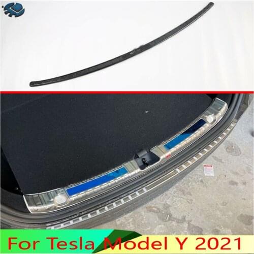 For Tesla Model Y 2021 Car Accessories Stainless steel rear bumper protection window sill outside trunks decorative plate pedal