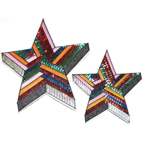 T Shirt Women Patch Sequins 24cm Pentagram Deal With It Biker Patches For Clothing Diy Stickers 3D Mens Free Shipping