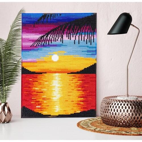 With Frame 5D Diamond Painting Full Drill DIY Beach Sunset Scenic Rhinestones Pictures Diamond Embroidery Cross Stitch Gift