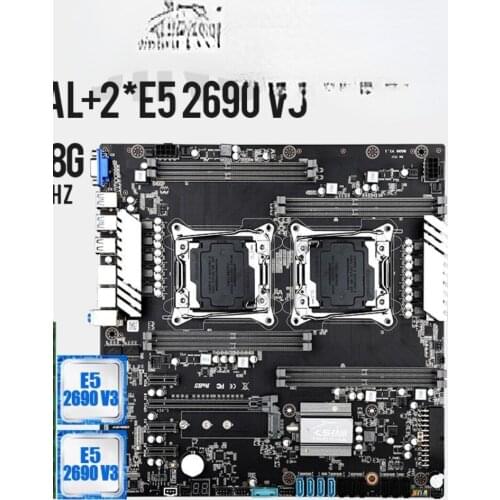 X99 Dual CPU Socket LGA 2011-3 Motherboard set with XEON E5 2690V3 and 4*32GB=128GB DDR4 2400 ECC REG Memorry