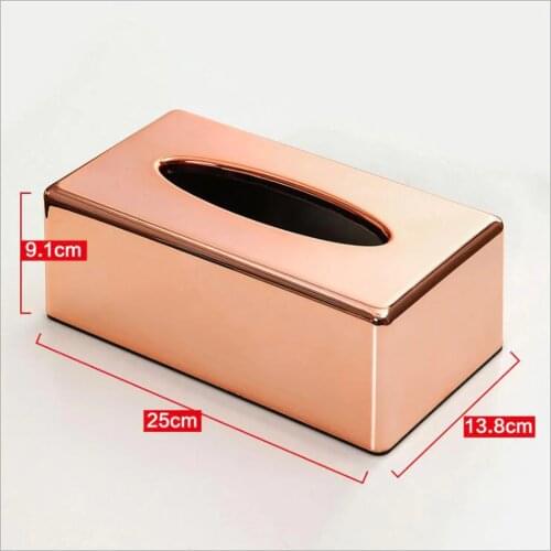 Rose Gold Tissue Box Creative Rectangle Napkin Paper Box Home Desk Decor