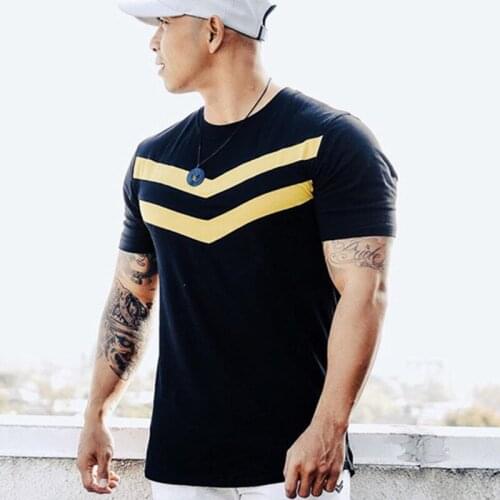 Summer Cotton Short Sleeves T Shirt Gym Sport Shirt Men Fitness Running T Shirt Casual Workout Black White T Shirt Tops Clothing
