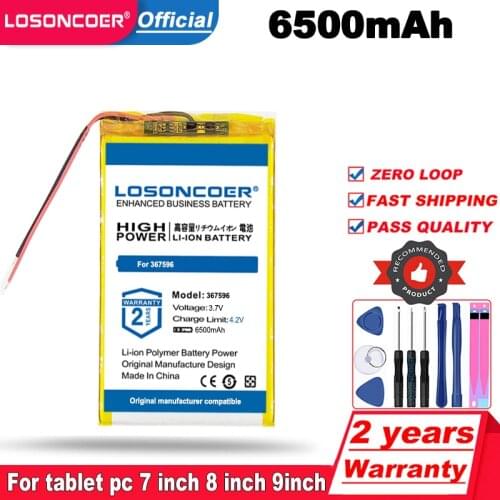 LOSONCOER 6500mAH 367596 Tablet Pc Battery 3.7V,(polymer Lithium Ion Rechargeable Batteries) for Tablet Pc 7 Inch 8 Inch 9inch