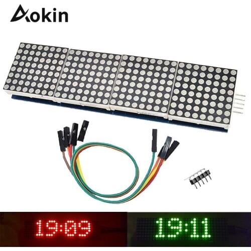 MAX7219 Display Panel Dot Matrix Module Microcontroller 4 In One Display with 5P Line 4 in 1 Red Green for Arduino diy kit