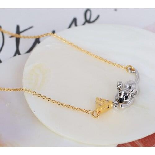 Cute 2020 new little mouse three-dimensional cheese delicate necklace