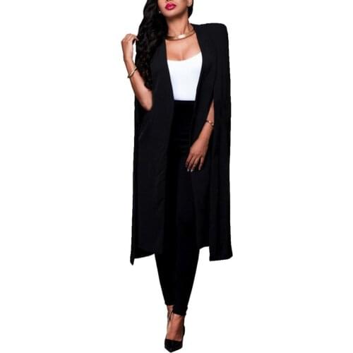 Fashion Plus Size Women Autumn Solid Color Loose Long Cape Cardigan Outwear Clothing Chic Tops for Women Autumn