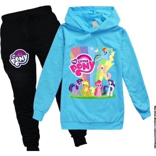 New Fashion Baby My Little Baby girl pony Clothes Kids Sweatshirt Costumes Long Sleeve Hoodies + Pants Classic Cartoon