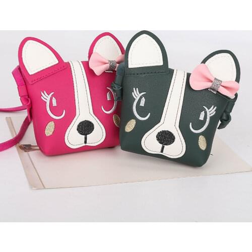 New Cartoon Childrens Coin Purse Cute Bow Dog Mini Shoulder Messenger Bag Baby Girls Lovely Wallets Kid Gift Princess Handbags