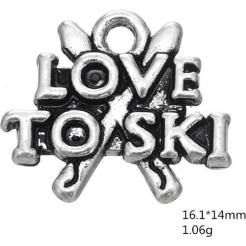 Love To Ski Charm Pendants Jewelry Making Finding DIY Bracelet Necklace Earring Accessories Handmade Tools 3pcs