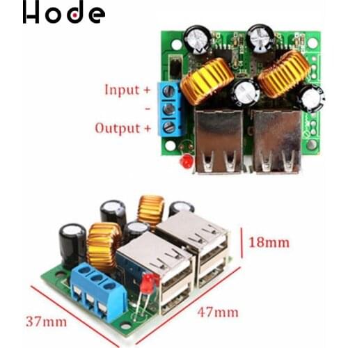 4-USB Port Step Down Power Supply Converter Board Module DC 12V 24V 40V to 5V 5A For MP3/MP4 Phone Car Equipment