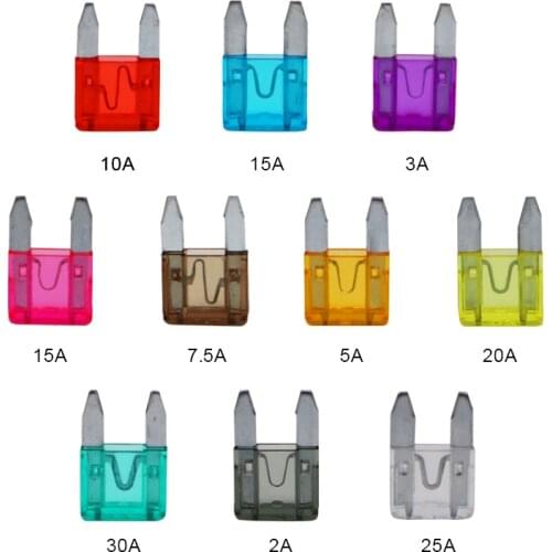 100PCS Mini Car Fuses 2A 3A 5A 7.5A 10A 15A 20A 25A 30A 35A Amp with Box Clip Assortment Auto Blade Type Fuse Set Truck