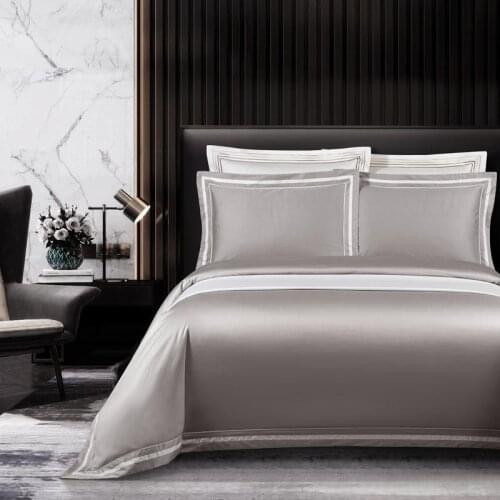 Luxury 4pcs Duvet Cover set Bed Sheet Pillowcase 1000TC Egyptian Cotton Gold Grey Silky Soft Premium Bedding set Queen King size