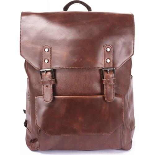 Vintage Computer Laptop Backpack Men Women Thicken Leather School Backpack Bag For College Student Male Casual Daypacks mochila