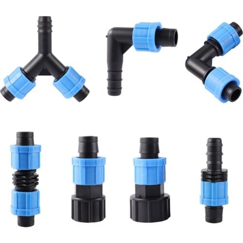 16mm Irrigation Drip Tape Connectors 1/2" 3/4" Female Thread Straight Elbow Y Shape Optional Irrigation Pipe Hose Joints 1 Pc