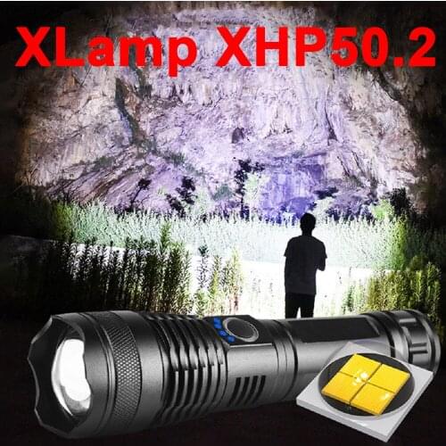 Super Bright Xhp50.2 Most Powerful Led Flashlight Xhp50 Tactical Flashlight Torch Bicycle Lantern 18650 Rechargeable Flash Light