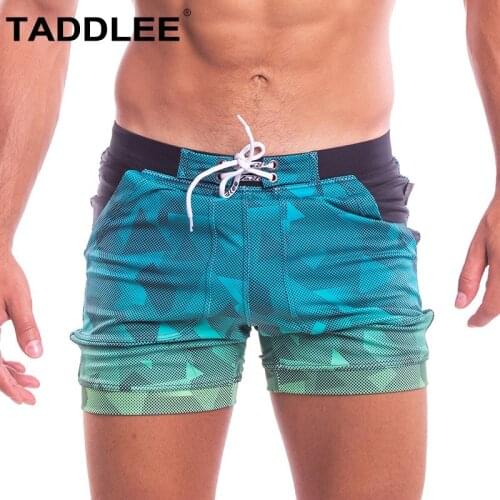 Taddlee Brand Sexy Mens Swimwear Swimsuits Swim Boxer Briefs Bikini Board Shorts Long Gay Pockets Surfing Trunks Bathing Suits