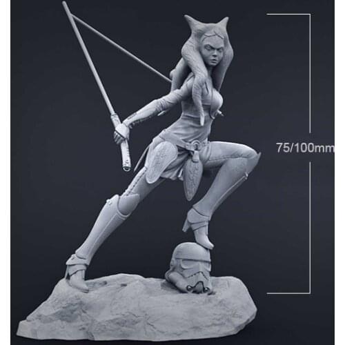 1/18 10mm 1/24 75mm Resin Model Ahsoka Space Warrior Figure Unpainted RW-271