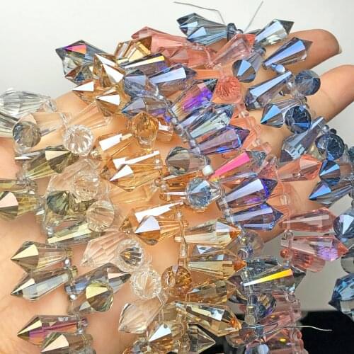 10pcs 8x19pcs Multicolor Austrian Crystal Column Teardrop Bicone Prism Glass Loose Beads For Jewelry Making Diy Pendants Earring