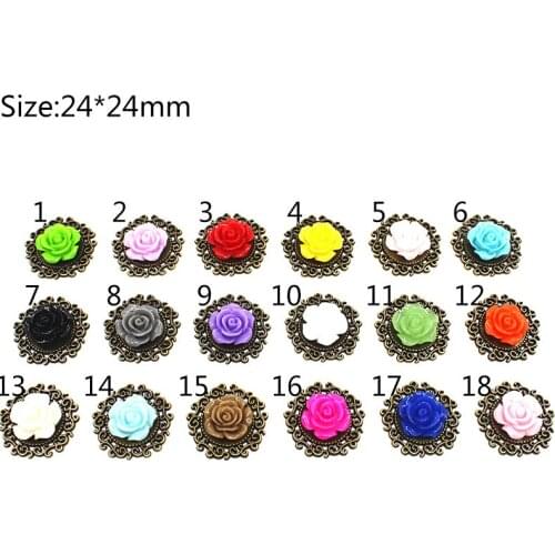 10Pc 24mm Flower shape Flat Embellishments Diy Wedding Scrapbook Decoration Metal Buttons Crafts for clothing