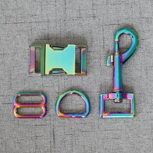 100 Sets 20mm 25mm Colourful Metal D Ring Sider Belt Buckle Snap Clip Hook For Pet Dog Collar Lobster Clasp Sewing Accessory