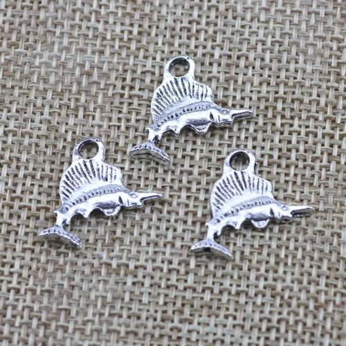 Newest 20Pieces 20*15mm Mixed Alloy Antique Silver Color Cute Fish Charms Bracelet Pendant Accessory For DIY Jewelry Making