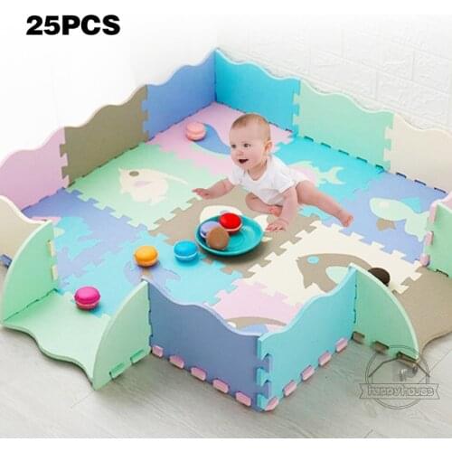 25Pcs Kids Toys EVA Childrens mat Foam Carpets Soft Floor Mat Puzzle Baby Play Mat Floor Developing Crawling Rugs With Fence