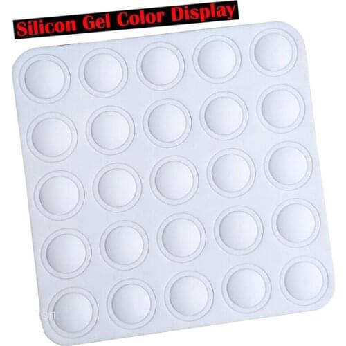25PCS Silicon Gel Polish Display 8.5*10cm Colour Buttons UV Gel Polish Color Display White Silicone Adhesive Paster for Nail Art