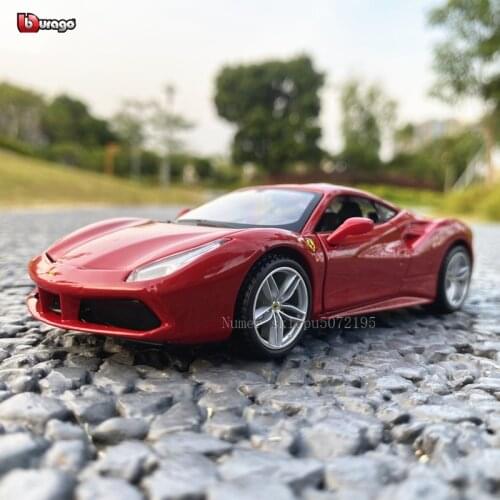 Bburago 1:32 Ferrari 488 GTB series acrylic display box rally car model Simulation Alloy Car Model Collect gifts toy
