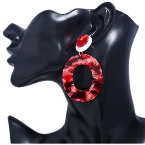 New Design Hollow Ellipse Pendant Acrylic Earrings For Women Girls acetic acid Geometric Charms Stud Ear Jewelry Party Gifts