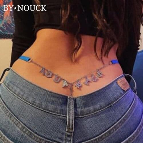 Chains For Personalized Name Waist Body Chain Women Custom Crystal Letters Sexy Belly Thong Chain Party Jewelry Custom Underwear
