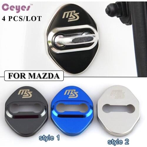 Ceyes Stainless Steel Car Styling Auto Door Lock Cover Car Sticker Case For Mazda 2 MS 3 For Mazda 5 6 CX-5 CX-9 Car-Styling