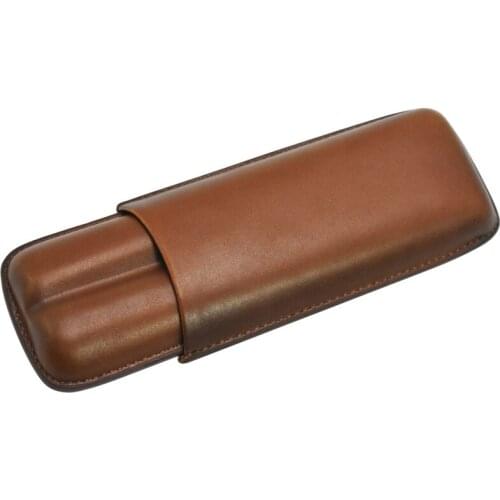 Genuine Leather 2 Tube Holder Cigar Case cool gadgets Mini Travel Humidor Portable Brown Leather Cigar Case smoking accessories