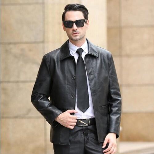 Spring autumn mens leather jacket Single-breasted coat men jackets father wear clothes jaqueta de couro street fashion