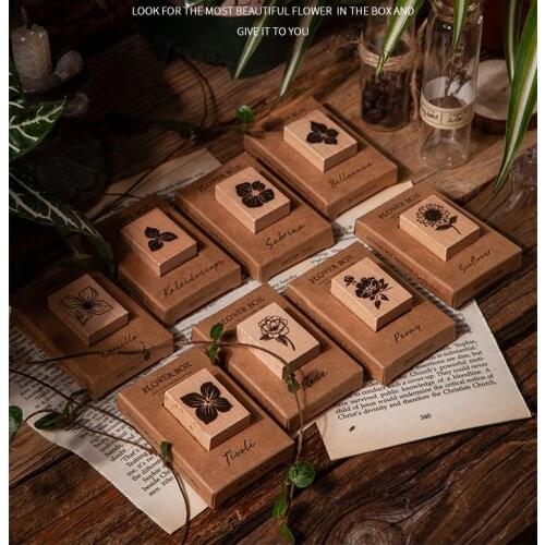 Plant Flowers Wooden Stamp For Studends DIY Decorator Scrapbook Postcards Rubber Stamps Diary Journalling Cards Stationery