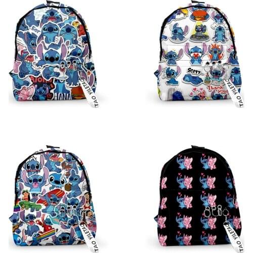 Disney Cartoon Lilo & Stitch Anime Backpack Kids School Bags Galaxy Space for Casual Schoolbags Starry Night Laptop Travel Bags