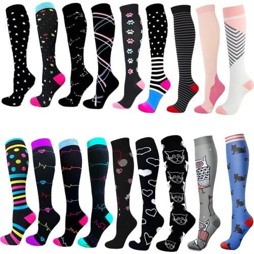 Compression Socks Men Women Black Star Heart Shape Animal Golfs Tube Outdoor Running Anti-slip Long Tube Socks For Male Travel