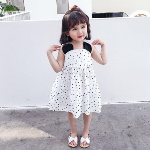 Girls summer dress polka dot strap skirt 2020 female treasure foreign sleeveless dress childrens fashionable A-line skirt