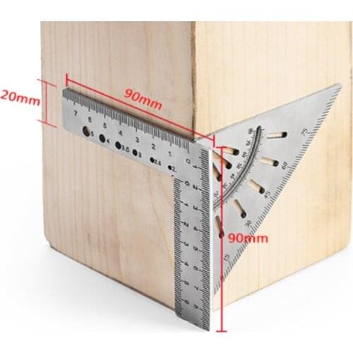 Wood Edge ruler Woodworking Square Protractor 45/90 degrees Triangle Ruler stainless steel High Precision Layout Measuring Tool