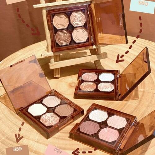 Four-Color Eyeshadow Tray Makeup Tool Pearlescent Glitter Sequin Eyeshadow Box Eye Makeup Women Earth Brown Matte Cosmetic Case