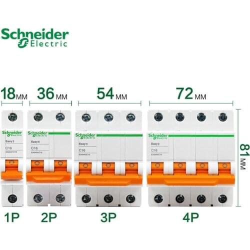 Schneider electric Mini Circuit Breaker Easy 9 EA9AN 1p 2p 3p 4p C type 6A 10A 16A 20A 25A 32A 40A 50A 63A AC EA9AN*C
