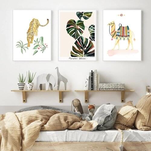 Minimalism Camel Leopard Boho Leaf Nordic Posters And Prints Wall Art Canvas Painting Wall Picture For Living Room Home Decor